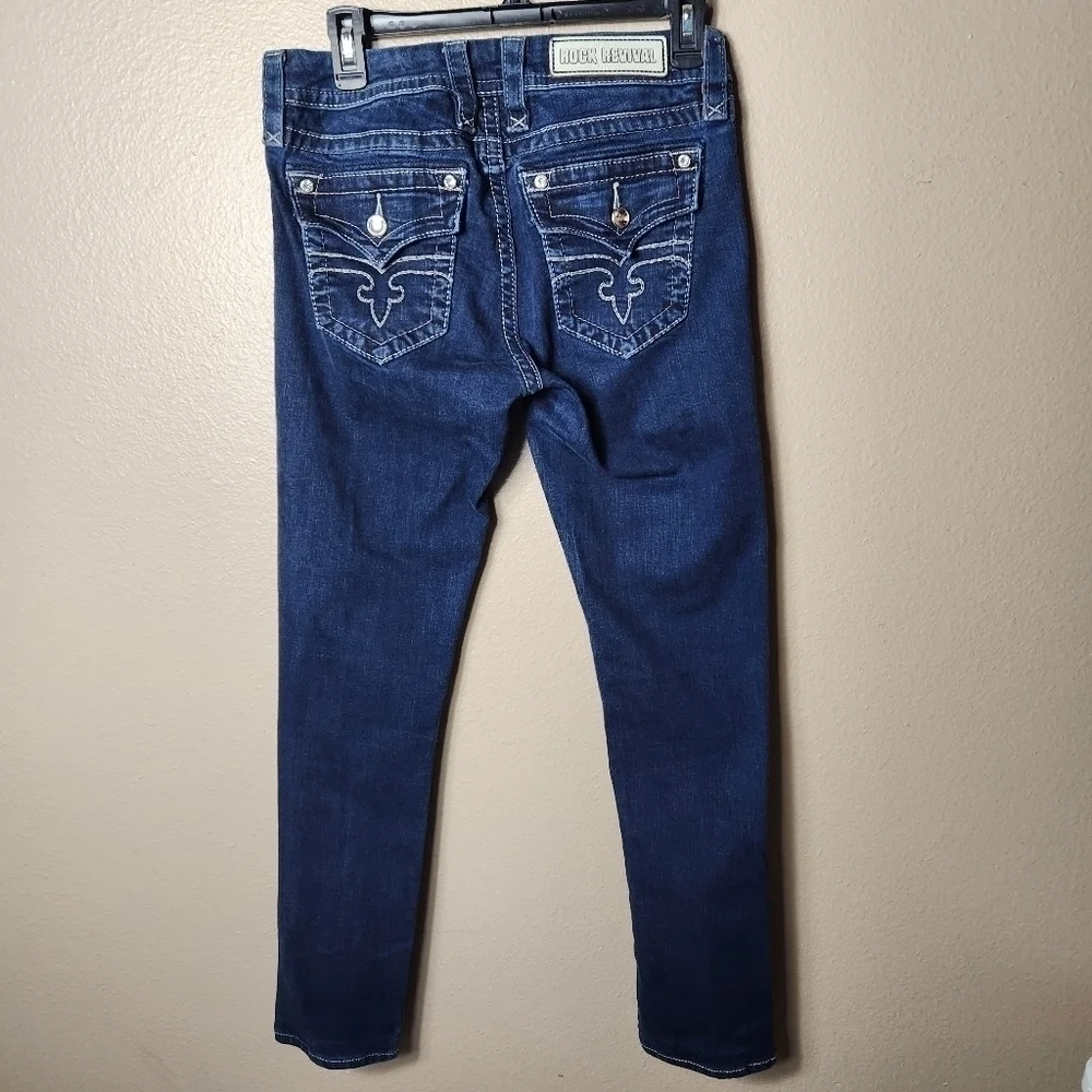 Rock Revival Jessica Curvy Midrise Thick Stitch Flap Pocket Skinny Jeans-Size 27